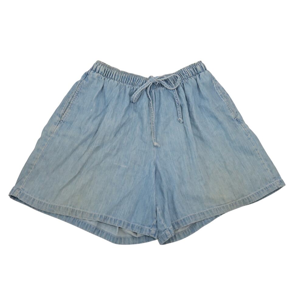 Vintage 90s Stampede Light Wash Blue Denim Pull-On Shorts 22W